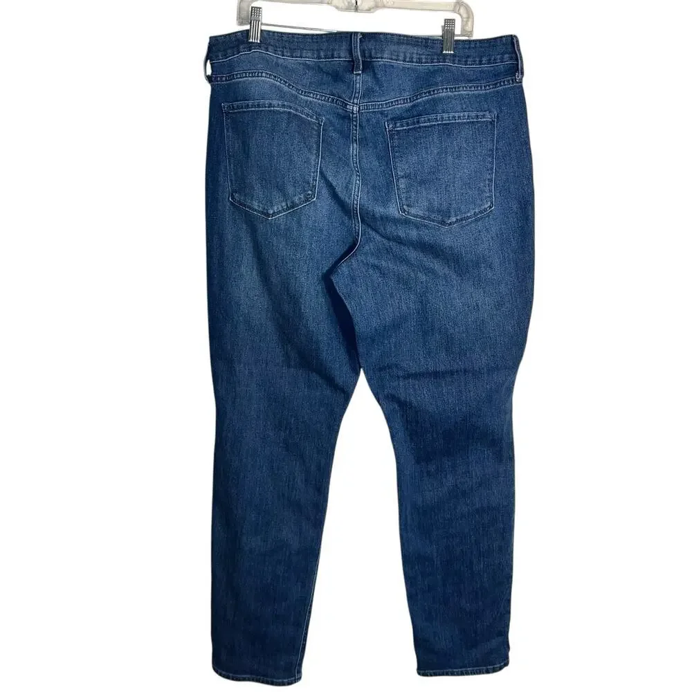 Old Navy Wow Straight High Rise Jeans Sz 18 Long Blue Stretch Denim Classic Fit